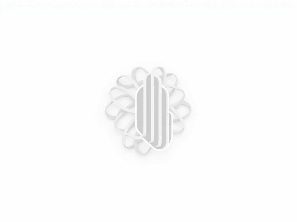 Abstract logo design: interlocking lines representing a mind and a building. Clean white background, soft 3D rendering. Photorealistic, 8k, commercial photography style.
